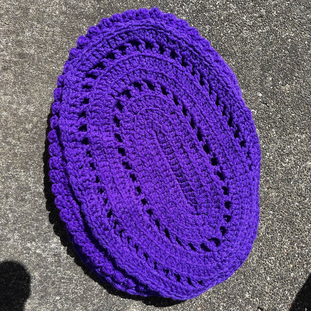 Handmade Purple Crochet Doily or Placemat